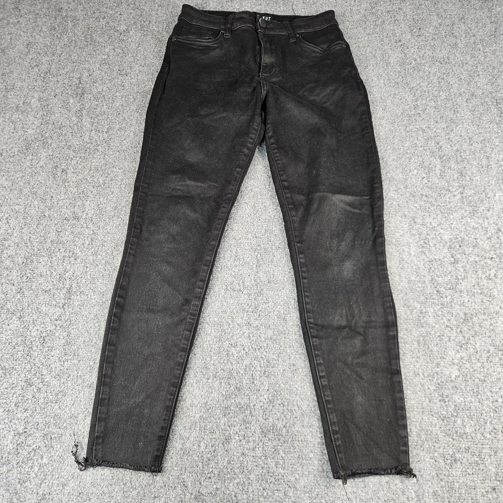 KUT from the Kloth‎ Womens Size 2 Black Skinny Jeans Raw Hem High Rise Stretch